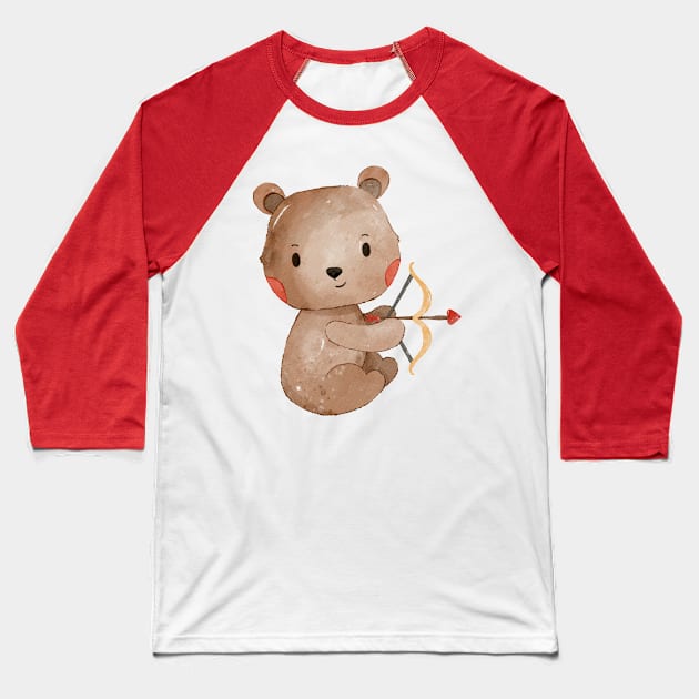 Cute Valentines Day Teddy Bear Baseball T-Shirt by MutchiDesign